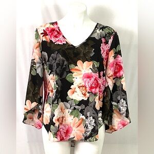 Calvin Klein-floral chiffon blouse – size L